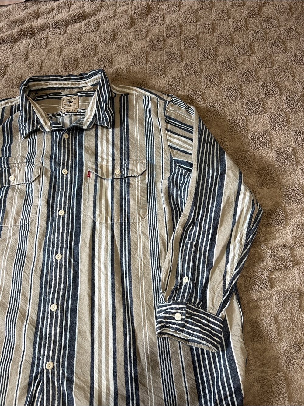 Levi’s Jackson Worker Relaxed Fit Striped Button Front Shirt XXL